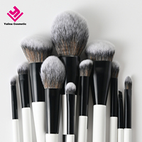Set Kuas Makeup Profesional 10 Buah Dua Sisi Berbahan Sintetis Vegan untuk Wajah & Mata dengan Kuas Concealer dan Logo Kustom