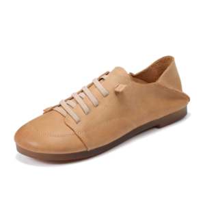 Cuir de vachette Chaussures <span class=keywords><strong>bateau</strong></span> plates à enfiler souples Chaussures décontractées style marche Lacets élastiques pour chaussures plates pour femmes - Product Image 2