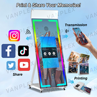 Machine professionnelle de photomaton miroir avec écran tactile 32/43 pouces, cabine selfie avec flight case pour événements, mariages et locations