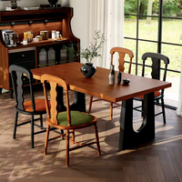Table à manger rectangulaire en bois de style rétro du milieu du siècle, ensemble table et chaises pour petite salle à manger domestique