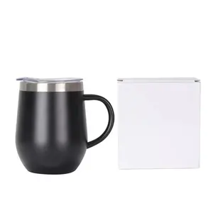 Factory Price 12oz Double Wall Stainless Steel Egg Shaped Mug with Handle Egg Mug Insulated Vacuum Custom Mug