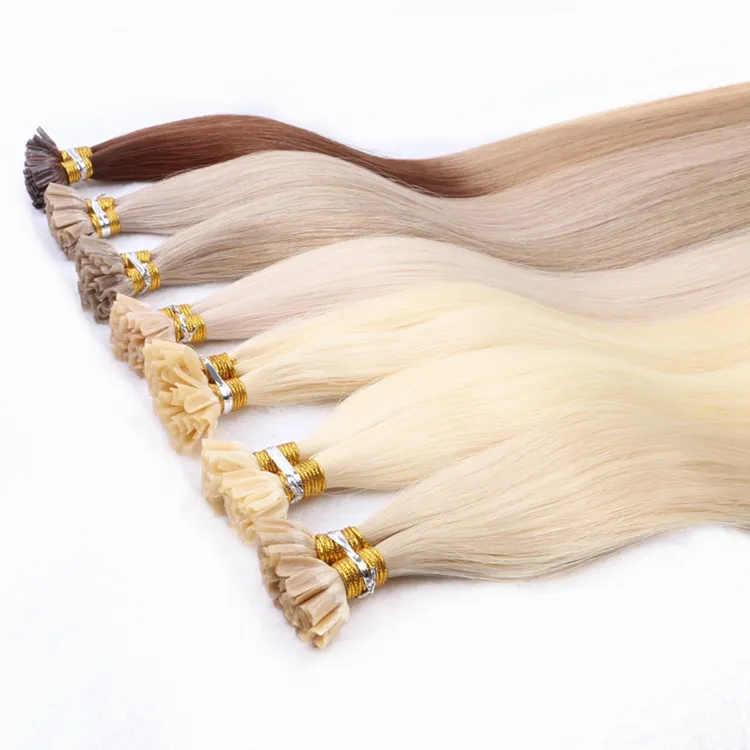 ombre silver color hair extensions nail tip hair extension cold fusion ultrasonic machine brazilian u&tip hair