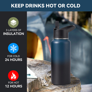 Termo Deportivo de Acero Inoxidable de Grado Alimenticio, 32 oz, Resistente a Caídas, con Tapa Abatible y Pajita, Aislado, Reutilizable, Sellado Hermético de 360 Grados - Product Image 3