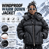 Veste d'hiver courte à fermeture éclair pour homme, à capuche, épaisse, couleur unie, décontractée, coupe ample