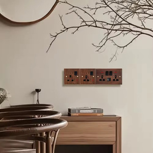Interrupteur mural en bois massif TEP, style rétro, en laiton, 1/2/3/4 gangs, 1/2/3 voies, prises et interrupteurs muraux, Royaume-Uni - Product Image 4