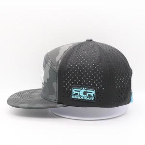 Premium Custom 7-Panel Grey Flat Bill Baseball Cap with Laser Cut & Hand Embroidery for Waterproof Sporty Daily Wear - Product Image 3