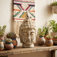 Statue de tête de Bouddha en magnésie (MGO) 31 cm (12 pouces) – Décoration de jardin vintage pour extérieur et intérieur – Prix usine – Vente en gros personnalisée