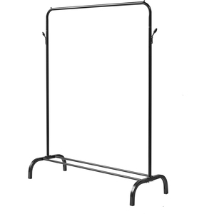 Perchero negro con estantes de almacenamiento y ganchos para abrigos/sombreros Perchero de acero independiente para interiores para dormitorio o sala de estar - Product Image 1