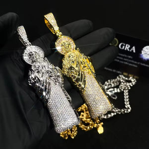 Vente chaude plaqué or San <span class=keywords><strong>Judas</strong></span> pendentif nouvelles tendances pur S925 argent broche réglage Moissanite chrétien religieux jésus pendentif - Product Image 1