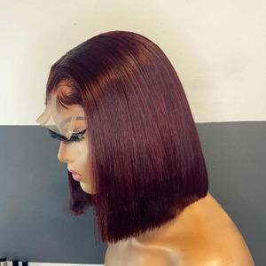 Parrucche colorate bordeaux 4 x4 chiusura in pizzo parrucche anteriori capelli umani Pre pizzicati taglio corto <span class=keywords><strong>Bob</strong></span> parrucche Glueless per capelli vergini grezzi brasiliani - Product Image 4