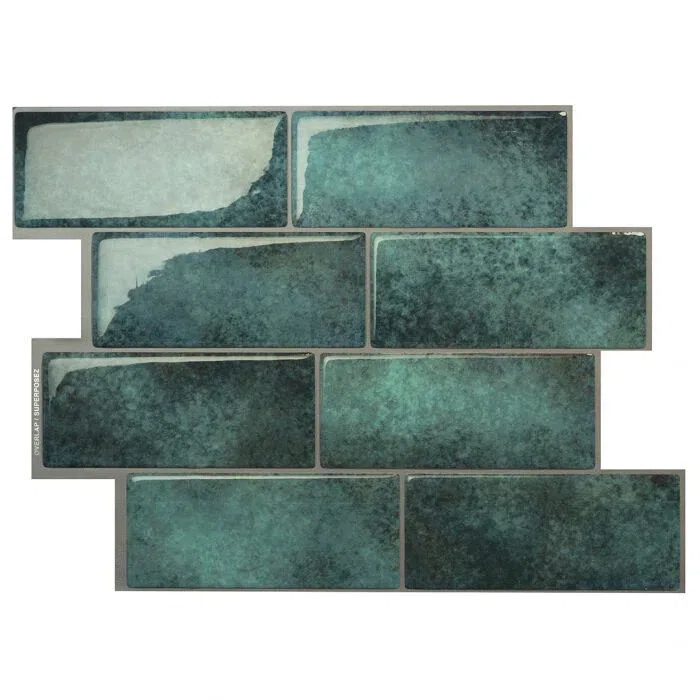 Azulejos de pared con degradado en tono verde azulado