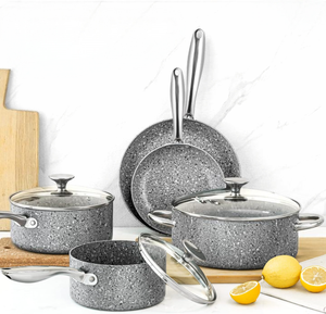 Set <span class=keywords><strong>di</strong></span> pentole e padelle da <span class=keywords><strong>10</strong></span> pezzi, con rivestimento in granito, adatto per applicazioni super antiaderenti, compatibile con sensori. - Product Image 5