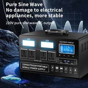 Banco de Energía Solar de Onda Sinusoidal Pura de 500W/1000W con Controlador MPPT, Arrancador de Emergencia y Linterna para Camping y Uso en Automóviles - Product Image 4