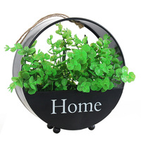 Créatif suspendu panier de fleurs tenture murale pastorale rétro en bois pot de fleur suspendu support de fleur décoration murale pendentif mur