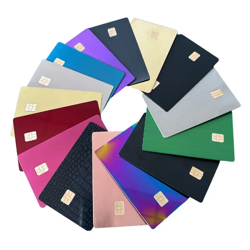 Lazer gravür boş amex metal kredi kartı renkli metal banka kartı çip yuvası ile 4442 / 4428 ve manyetik şerit