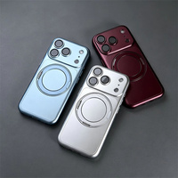 Coque de téléphone magnétique mate couleur métal avec support pour iPhone 18 Pro 17 16 15 14 13 Pro Max, compatible charge sans fil, en PC