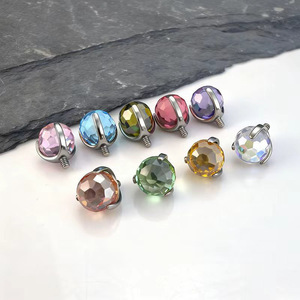 <b>Titanium</b> Ball <b>Stud</b> Earrings Prong Setting Disco Ball Style For Ear Cartilage Lip Tongue Eyebrow Piercing Jewelry - Product Image 2