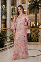Robe longue ample de luxe à imprimé floral brodé de sequins pour les vacances, le Ramadan, les réunions, ODM, Abaya en polyester