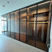 Cloison de placard en aluminium, porte battante intérieure pré-montée, armoire en bois, meubles de chambre à coucher, portes de placard en verre miroir de 5 mm