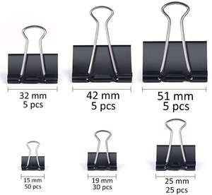 Vente directe d'usine, pinces à papier métalliques noires, pinces à longue queue pour fournitures de reliure de bureau - Product Image 3
