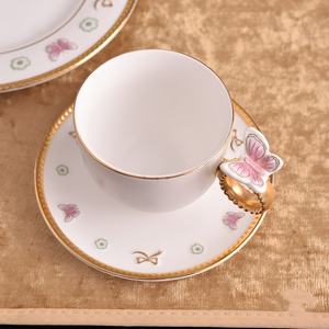 Service à café en porcelaine 2026 Butterfly Relief pour une personne, tasse à café et soucoupe avec bordure dorée, coffret cadeau, théière et tasse pour l'après-midi - Product Image 5