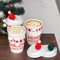 Gobelet à café de Noël double couche en gros, emballage jetable à emporter avec couvercle de Noël, gobelet en papier isolant thermique