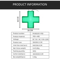 Panneau publicitaire 30x30CM avec base en aluminium, boîte lumineuse LED haute luminosité, faible consommation, modèle suspendu pour porte vitrée de pharmacie