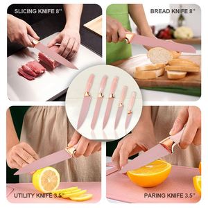 Cute Cartoon Seat Stand Color Kitchen <b>Knife</b> <b>Set</b> <b>Sharp</b> Japanese Stainless Steel Non-stick Coating Blade Fruits Vegetable <b>Knives</b> - Product Image 5