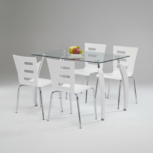 Table à manger moderne en verre avec 4 chaises en bois meubles de maison du fabricant - Product Image 1