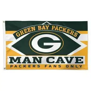 - Man Cave Green Bay Packers One Sided Polyester Flag Banner