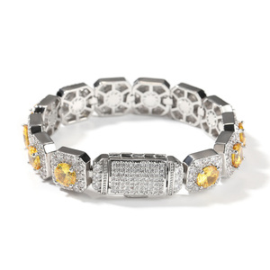 Full Diamond Bracelet With <b>Personalized</b> Copper Inlaid Zircon Couple Bracelet Colorful Rock Sugar Flip Clasp Bracelet Unisex - Product Image 3