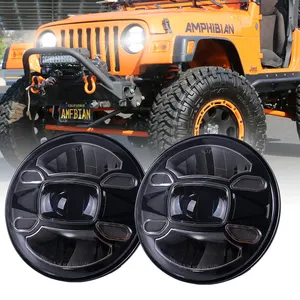 Phare LED rond de 7 pouces, phare 90W avec feux de jour DRL pour Wrangler JK TJ moto