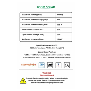 Panel Solar Loom de 440 Vatios y 24 Voltios, Monocristalino, con Tecnología Half-Cut, 20.2% de Eficiencia, SHARK, Paquete de 4 Paneles Solares Monocristalinos de 440 Vatios - Product Image 1