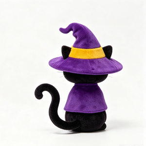 Peluche personnalisée de <span class=keywords><strong>chat</strong></span> sorcière pour Halloween, OEM ODM, adorable <span class=keywords><strong>chat</strong></span> <span class=keywords><strong>noir</strong></span> avec chapeau et cape de sorcière, animal en peluche pour décoration de fête - Product Image 4