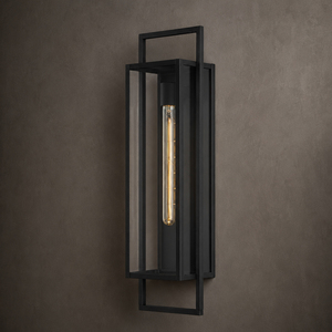Industrial Geometric Frame Exterior <b>Wall</b> Lantern Clear Glass <b>Wall</b> <b>Sconce</b> For Courtyard Facade Residential Decoration - Product Image 4