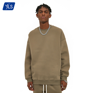 YLS Custom Logo Oversize Luxury Mens Heavy Cotton 350gsm Fleece <span class=keywords><strong>felpa</strong></span> Oversize girocollo felpe con stampa 3D <span class=keywords><strong>senza</strong></span> <span class=keywords><strong>cappuccio</strong></span> - Product Image 1