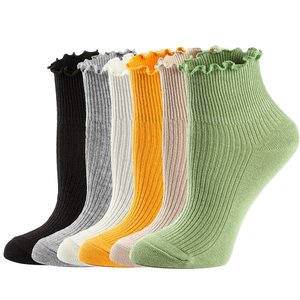 Wholesale Women's Cute Ankle <strong>Socks</strong> Ruffle Lettuce Edge Breathable Knit Cotton Soft Frilly Ankle <strong>Socks</strong> for Girls - Product Image 1