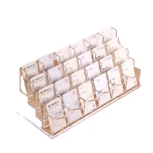 Holders 16 Slots 4 Tier Counter Stand Business Card Holder Display For Desk Vertically Clear Acrylic Multiple Business Card