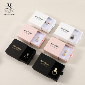 PUPPYSEW 9*9cm Cardboard Jewelry <b>Box</b> Handmade Jewelry Packaging Drawer <b>Box</b> Necklace Ring <b>Earrings</b> <b>Box</b> Custom logo - Product Image 3