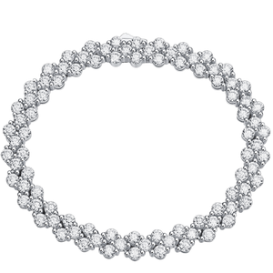 Pulsera Zanlong L21852 con diseño de corazón, tres moissanitas de corte princesa, combinación de mosaico en fila, estilo cubano, chapada en oro de 18k - Product Image 1