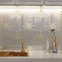 Nouveau Design Style Blanc Sol en Marbre Jet d'Eau Carreaux de Mosaïque Motif de Fleur pour Décoration Panneau Mural