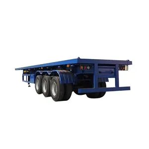 จีน3 Axles 40ft Container Semi Trailer ใช้กันอย่างแพร่หลายสภาพใหม่ Low Flatbed Container Semi-Trailer สำหรับขนส่ง