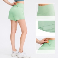 Shorts de sport pour femmes à taille haute, séchage rapide, avec doublure, légers et doux, pour le fitness, le golf, le tennis, avec poches