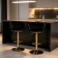 Tabouret de bar haut de gamme rembourré en velours tissé, dossier pivotant, hauteur réglable, chaise de comptoir pour bar à domicile, îlot de cuisine