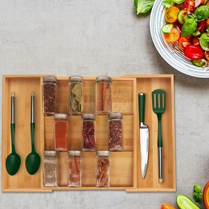 3 Tier gia vị lưu trữ khay Có thể điều chỉnh nhà bếp ngăn kéo tổ chức mở rộng gia vị ngăn kéo tổ chức tre gia vị giá cho ngăn kéo - Product Image 4