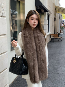 Écharpe longue <span class=keywords><strong>en</strong></span> <span class=keywords><strong>fourrure</strong></span> de renard double face de 170 cm, style influenceur, luxueuse, motif uni, chaude et polyvalente pour femme, cache-cou <span class=keywords><strong>en</strong></span> vraie <span class=keywords><strong>fourrure</strong></span> pour l'hiver - Product Image 5