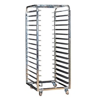 Chariot de four rotatif en acier inoxydable de qualité commerciale 600x400, capacité 300 kg, pour plateaux, bacs à pâtisserie, paniers à pain et gâteaux