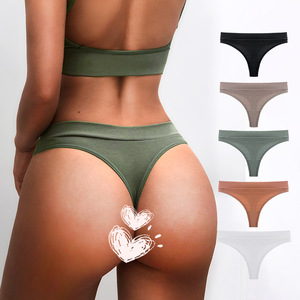 Tanga <span class=keywords><strong>de</strong></span> cintura baja <span class=keywords><strong>de</strong></span> algodón acanalado para mujer al por mayor, bragas <span class=keywords><strong>de</strong></span> patrón sólido transpirables para el día a día, bragas cómodas <span class=keywords><strong>de</strong></span> tiro fino - Product Image 1