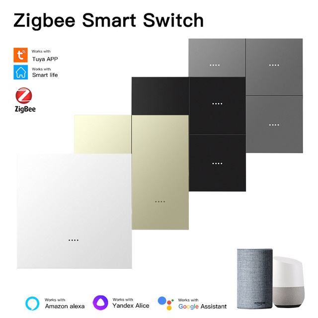 Tuya Zigbee Smart Scene Switch | Wireless Remote Control 4 Grid Button | Works Alexa Google Voice for Home | 10A AC220V Indoor