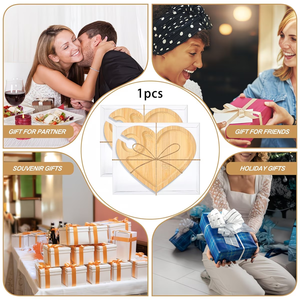 <span class=keywords><strong>Plateau</strong></span> de service en bambou en forme de cœur avec porte-gobelets, <span class=keywords><strong>plateau</strong></span> à cocktails multifonctionnel, grand <span class=keywords><strong>plateau</strong></span> en bois en forme de cœur - Product Image 4